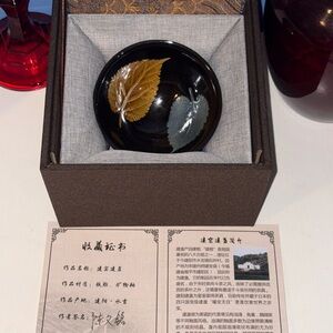 Buddha Stones Gold Maple Leaf Chinese Jianzhan Ceramic Teacup Tenmoku Kung Fu Te